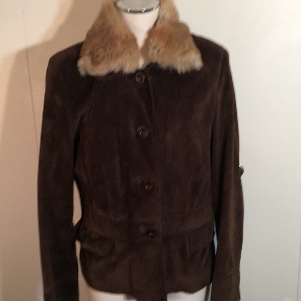 Context Women's Dark Brown Suede Button-Up Jacket - Picture 2 of 8
